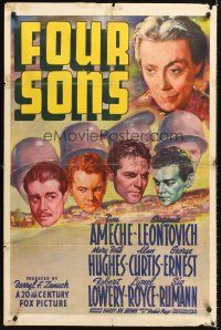 4z329 FOUR SONS 1sh '40 Don Ameche & his Czecho-German brothers in World War II!