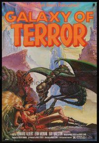 4z344 GALAXY OF TERROR 1sh '81 great sexy Charo fantasy artwork of monsters attacking girl!