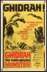 4z353 GHIDRAH THE THREE HEADED MONSTER 1sh '65 Toho, he battles Godzilla, Mothra, and Rodan!
