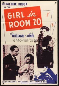 4z360 GIRL IN ROOM 20 1sh '46 Geraldine Brock, Spencer Williams, R. Jore, colored smash hit!