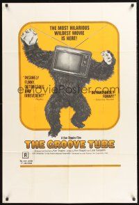4z382 GROOVE TUBE 1sh '74 Chevy Chase, like TV's Saturday Night Live, wild image of gorilla w/tv!