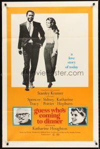 4z383 GUESS WHO'S COMING TO DINNER 1sh '67 Sidney Poitier, Spencer Tracy, Katharine Hepburn!
