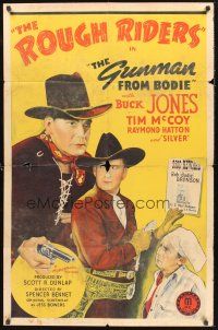 4z385 GUNMAN FROM BODIE 1sh '41 cool image of cowboys Buck Jones, Tim McCoy & Raymond Hatton!