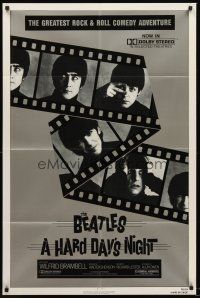 4z393 HARD DAY'S NIGHT 1sh R82 great image of The Beatles, rock & roll classic!