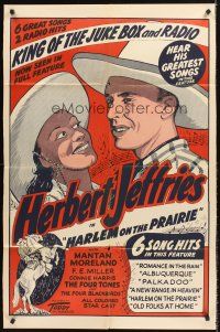 4z395 HARLEM ON THE PRAIRIE 1sh R48 artwork of black cowboy Herb Jeffries!