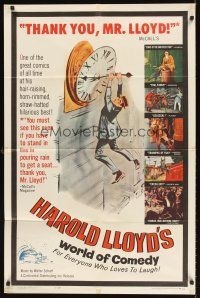 4z397 HAROLD LLOYD'S WORLD OF COMEDY 1sh '62 classic images of comedian Harold Lloyd!