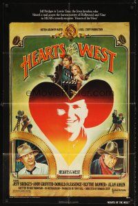 4z403 HEARTS OF THE WEST 1sh '75 art of Hollywood cowboy Jeff Bridges by Richard Hess!