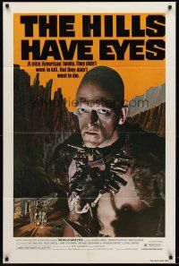 4z423 HILLS HAVE EYES 1sh '78 Wes Craven, classic creepy image of sub-human Michael Berryman!