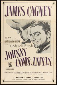 4z465 JOHNNY COME LATELY military 1sh R50s great image of James Cagney tipping his hat!