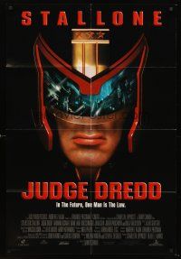4z471 JUDGE DREDD DS 1sh '95 in the future, Sylvester Stallone is the law, great close image!