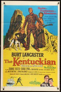 4z477 KENTUCKIAN 1sh '55 art of star & director Burt Lancaster with frontier family!