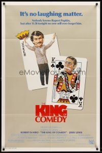 4z482 KING OF COMEDY 1sh '83 Robert De Niro, Martin Scorsese, Jerry Lewis, cool playing card art!