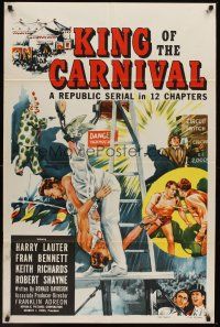 4z483 KING OF THE CARNIVAL 1sh '55 Republic serial, great circus trapeze artwork!