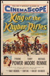 4z484 KING OF THE KHYBER RIFLES 1sh '54 artwork of British soldier Tyrone Power on horseback!