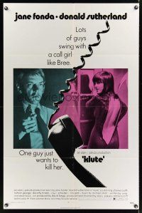 4z487 KLUTE 1sh '71 Donald Sutherland helps intended murder victim & call girl Jane Fonda!