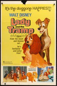 4z492 LADY & THE TRAMP 1sh R72 Walt Disney romantic canine dog classic cartoon!