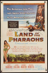 4z497 LAND OF THE PHARAOHS 1sh R59 sexy Egyptian Joan Collins wearing bikini by pyramids, Hawks