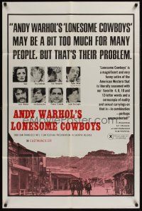 4z523 LONESOME COWBOYS 1sh '68 Andy Warhol surreal western, Joe Dallesandro