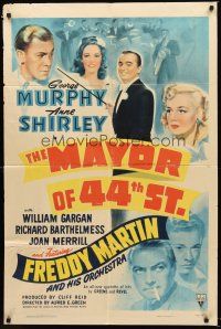 4z557 MAYOR OF 44TH STREET style A 1sh '42 George Murphy, Anne Shirley & Freddy Martin's Orchestra!