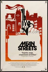 4z560 MEAN STREETS 1sh '73 Robert De Niro, Martin Scorsese, cool artwork of hand holding gun!