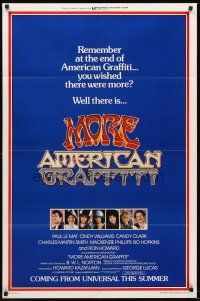 4z585 MORE AMERICAN GRAFFITI advance 1sh '79 Ron Howard, cool psychedelic art by Mouse/Kelley!