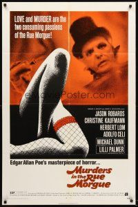 4z592 MURDERS IN THE RUE MORGUE 1sh '71 Edgar Allan Poe, sexy legs in fishnet stockings!