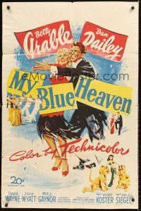4z595 MY BLUE HEAVEN 1sh '50 great art of sexy dancer Betty Grable & Dan Dailey too!