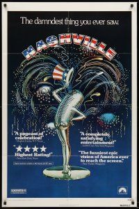 4z603 NASHVILLE 1sh '75 Robert Altman, cool patriotic sexy microphone artwork!