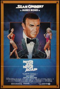 4z607 NEVER SAY NEVER AGAIN 1sh '83 art of Sean Connery as James Bond 007 by Rudy Obrero!