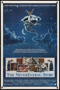 4z609 NEVERENDING STORY 1sh '84 Wolfgang Petersen, great fantasy art by Ezra Tucker!