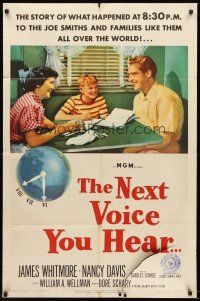 4z612 NEXT VOICE YOU HEAR 1sh '50 James Whitmore, Nancy Davis & God on the radio!