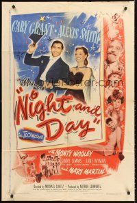 4z613 NIGHT & DAY 1sh '46 Cary Grant as Cole Porter loves sexy Alexis Smith!