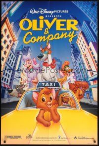 4z626 OLIVER & COMPANY DS 1sh R96 great image of Walt Disney cats & dogs in New York City!