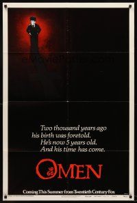4z627 OMEN recalled style B teaser 1sh '76 Gregory Peck, Lee Remick, it is our final warning!