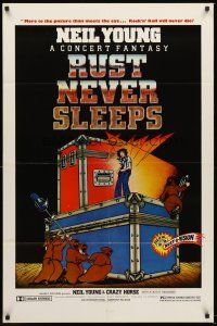 4z722 RUST NEVER SLEEPS 1sh '79 Neil Young, rock and roll art by David Weisman & Jim Evans!