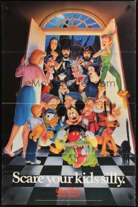 4z734 SCARE YOUR KIDS SILLY video 1sh '84 great art of many classic Walt Disney characters!