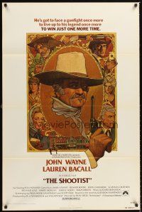 4z762 SHOOTIST 1sh '76 best Richard Amsel artwork of cowboy John Wayne & cast montage!