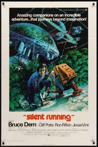4z767 SILENT RUNNING 1sh '72 Douglas Trumbull, cool art of Bruce Dern & his robot by Akimoto