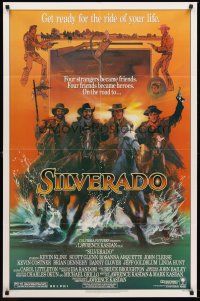 4z768 SILVERADO 1sh '85 art of Kevin Kline, Scott Glenn, Danny Glover & Kevin Costner by Bob Peak