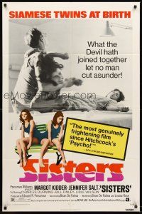 4z769 SISTERS 1sh '73 Brian De Palma, Margot Kidder is a set of conjoined twins!