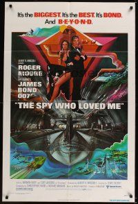 4z798 SPY WHO LOVED ME 1sh '77 great art of Roger Moore as James Bond 007 by Bob Peak!