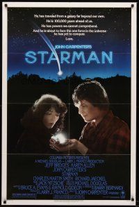 4z809 STARMAN 1sh '84 John Carpenter, close-up of alien Jeff Bridges & Karen Allen!
