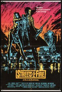 4z812 STREETS OF FIRE 1sh '84 Walter Hill shows what it is like to be young tonight, cool art!