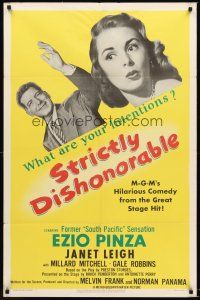 4z813 STRICTLY DISHONORABLE 1sh '51 what are Ezio Pinza's intentions towards Janet Leigh?