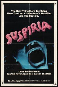 4z826 SUSPIRIA 1sh '77 classic Dario Argento horror, cool close up screaming mouth image!