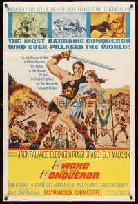 4z837 SWORD OF THE CONQUEROR 1sh '62 great image of Jack Palance as barbarian w/girl!
