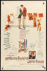 4z842 TALL STORY 1sh '60 Anthony Perkins, early Jane Fonda, basketball!
