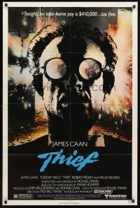 4z864 THIEF 1sh '81 Michael Mann, really cool image of James Caan w/goggles!