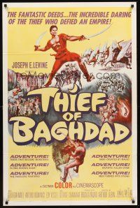4z865 THIEF OF BAGHDAD 1sh '61 daring Steve Reeves does fantastic deeds and defies an empire!