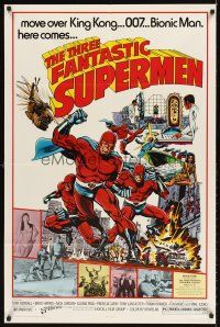 4z871 THREE FANTASTIC SUPERMEN 1sh '77 I Fantastici tre supermen, awesome comic book art by Pollard